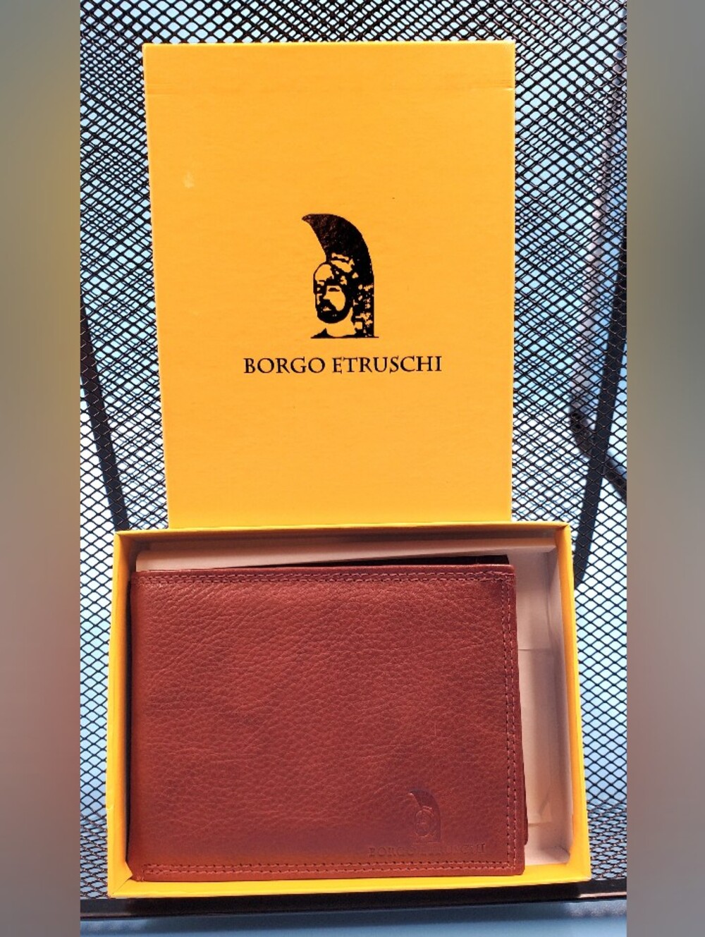 Borgo Etruschi Wallet Mens Genuine Leather Bifold Folding Brown Vera Pelle Italy